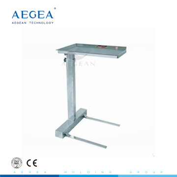 AG-SS008B tray stand with one post adjustable height stainless steel hospital cart trolley